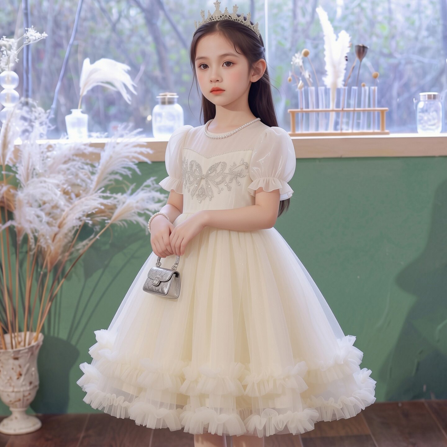 公主裙女童夏季2026新款花童婚礼儿童礼服小女孩生日蓬蓬纱连衣裙