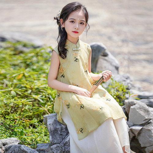 女童旗袍连衣裙夏季2026新款