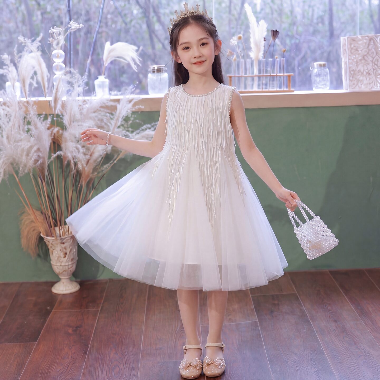 女童公主裙夏装2026新款儿童夏季裙子背心裙小女孩白色网纱连衣裙