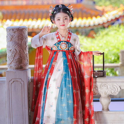 汉服女童秋季2025新款中国风公主裙女孩古装连衣裙儿童中秋节唐装