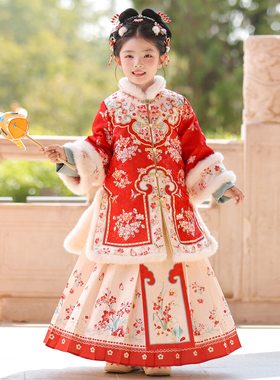 汉服女童冬装2025新款加厚冬季儿童拜年服女孩国风格格服新年唐装