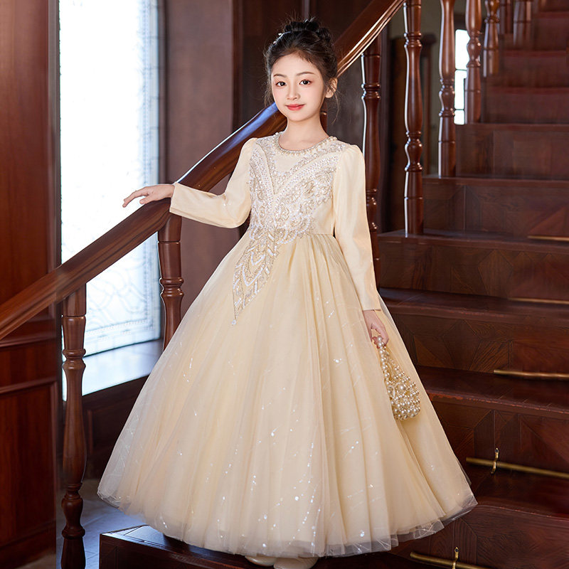 女童礼服高端轻奢小众主持人儿童生日女孩公主裙洋气钢琴演奏冬季