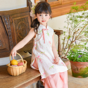 汉服女童夏季2025新款儿童唐装中式旗袍国风女孩日常可穿古风套装