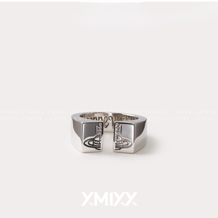 西太后薇薇爱同款刻印土星开口戒指简约朋克风情侣方形食指戒