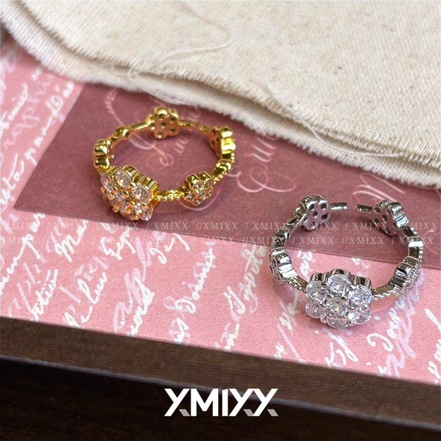 Vintage复古镀金超闪锆石五花戒指女小众设计轻奢简约气质ins高级,饰品/流行首饰/时尚饰品新,戒指/指环,淘宝优惠券,粉丝福利购,淘宝优惠卷