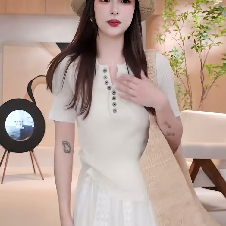 粉色针织衫减龄设计感上衣