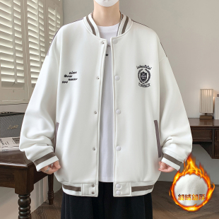 青少年加绒加厚棒球服男秋冬季初中学生外套男孩大童休闲运动夹克