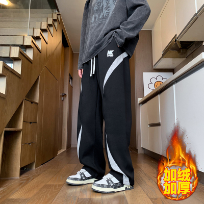 秋冬季纯棉卫裤男青少年裤子加绒加厚初中学生休闲运动裤男款长裤