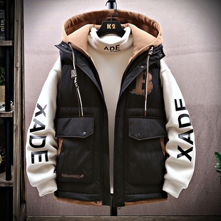 加厚连帽羽绒棉坎肩背心 潮流时尚 初高中学生无袖 棉衣马甲男秋冬季