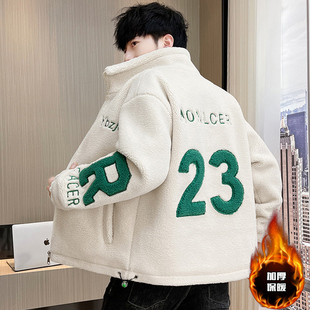 秋冬季 初高中学生羊羔绒棉衣青少年男孩二棉夹克 颗粒绒外套男时尚