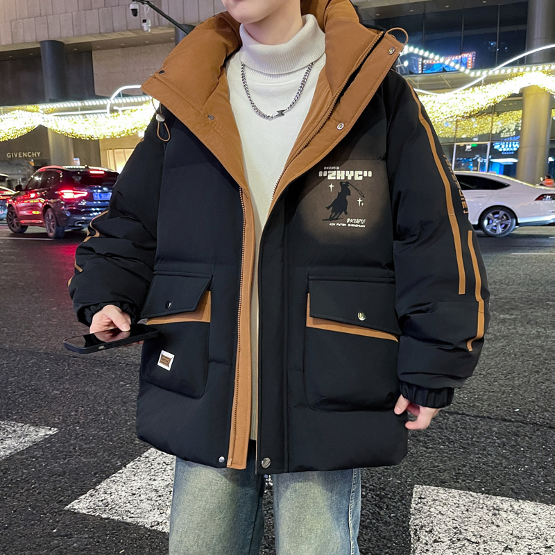 青少年冬装外套男2024新款爆款潮牌休闲羽绒棉服男孩初中生棉袄子