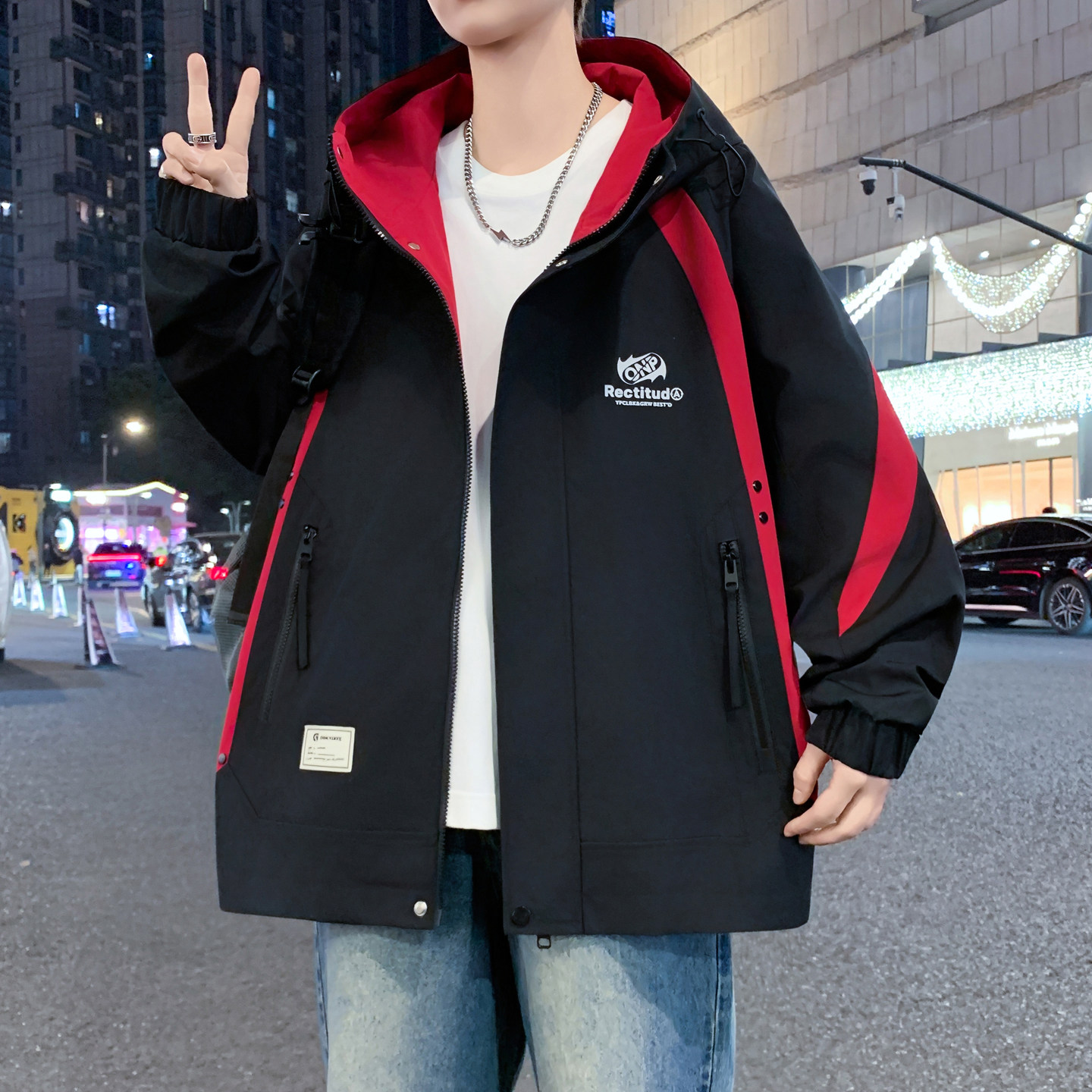 2026超火初高中学生外套男孩春秋季美式潮牌夹克青少年大童冲锋衣