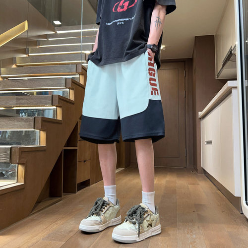 夏季外穿短裤男冰丝篮球裤初高中学生宽松速干运动裤男孩五分裤子