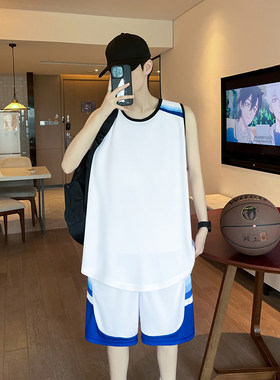 速干篮球服夏季跑步坎肩背心短裤套装男初中高中学生青少年运动服