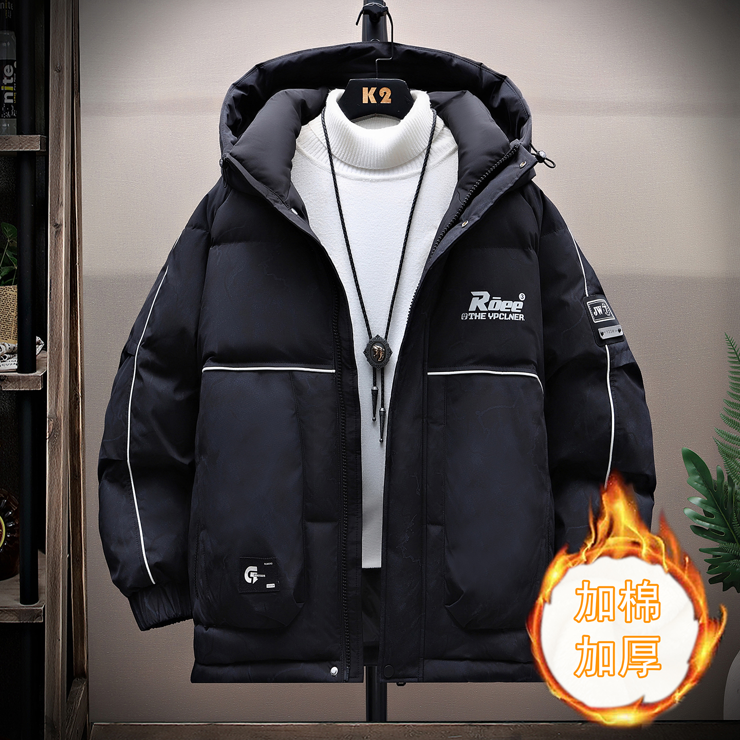 扎染脏脏布棉衣男冬装外套加厚2025新款爆款初高中生羽绒棉服袄子