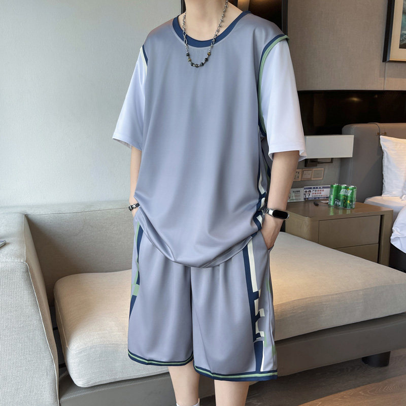 速干冰丝篮球服男夏季运动套装2026新款初高中学生短袖短裤两件套