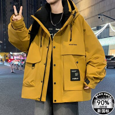 冬季白鸭绒冲锋衣男士羽绒服2025新款青少年学生男装冬装外套防寒