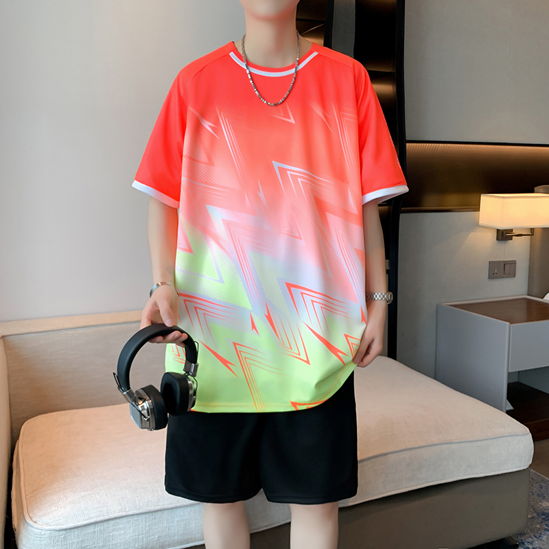 冰丝短袖t恤青少年夏季速干跑步运动服套装男初高中学生短裤球服