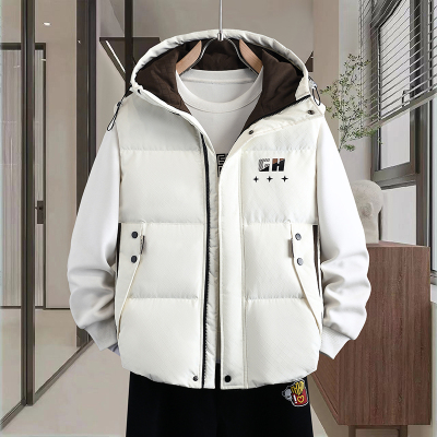 青少年羽绒棉马甲男秋冬季外穿连帽坎肩背心初中学生加厚坎肩外套