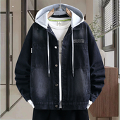 做旧水洗牛仔外套男春秋季 宽松休闲潮牌夹克青少年初高中学生褂子