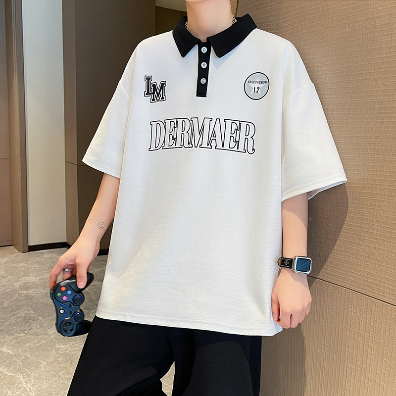 初中生POLO衫男孩青少年2025夏季新款半袖潮流高级感痞帅短袖T恤