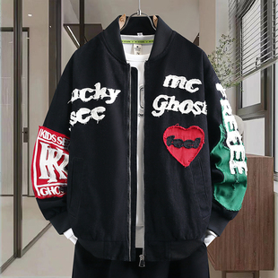 美式潮牌飞行员夹克男春季初高中学生棒球服高级感痞帅牛仔衣外套