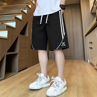 青少年运动短裤男夏外穿薄款速干冰丝沙滩裤衩初中学生宽松五分裤