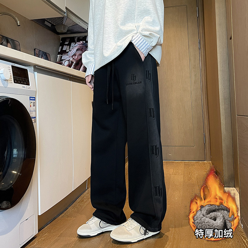 冬季特厚裤子男青少年加绒卫裤男款直筒长裤初高中学生休闲运动裤