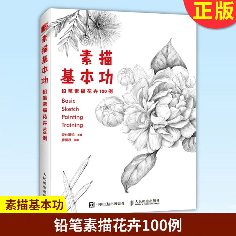 现货正版 素描基本功 铅笔素描花卉100例 花卉素描书零基础画画入门