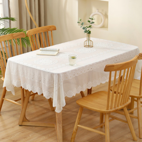 白色奶油风蕾丝桌布ins复古圆桌长方形台布茶几沙发冰箱防尘盖布