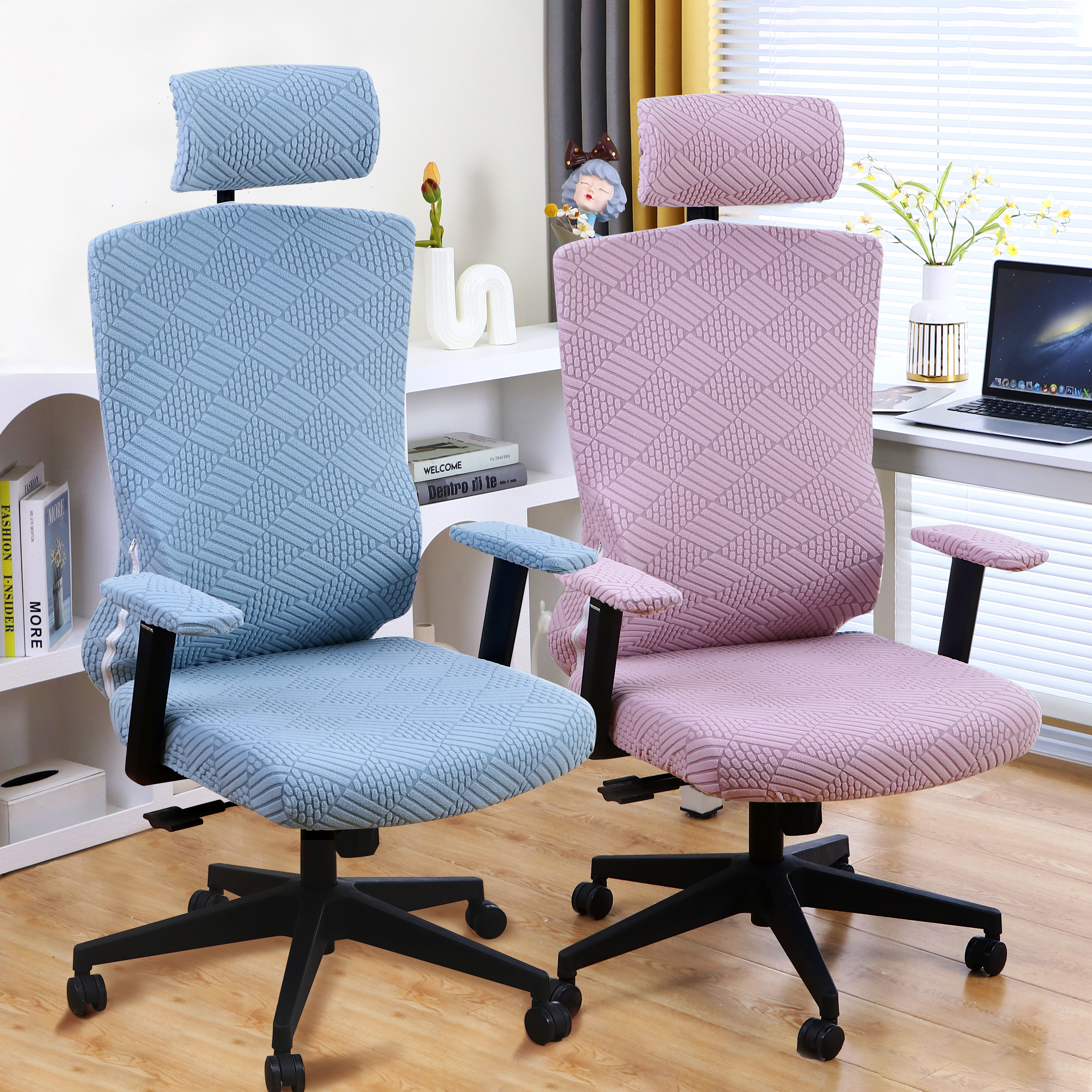 电脑椅套罩四季通用转椅头枕靠背电竞保护椅套人体工学椅子套罩