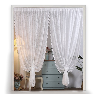 法式蕾丝白纱透光不透人魔术贴窗帘纱帘女生卧室门帘隔断帘免打孔