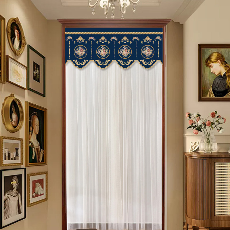 美式蕾丝门帘装饰欧式挂帘家用免打孔卧室遮挡帘防蚊纱帘隔断帘子