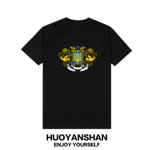 乌克兰三叉戟t恤男女Ukraine国家标志短袖纯棉宽松趣味印花半袖