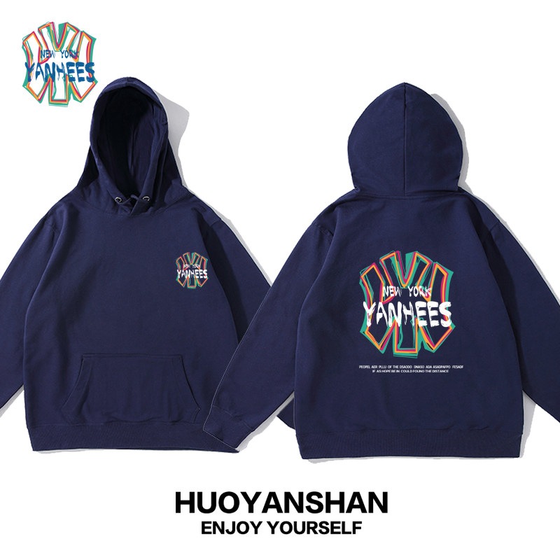 早秋连帽卫衣联名潮牌洋基队棒球大标上衣宽松休闲运动情侣装套头
