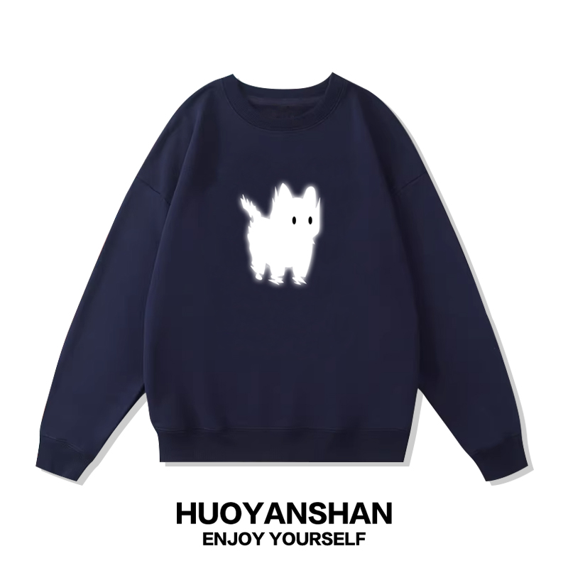 黑猫像素卫衣男女宽松情侣秋装