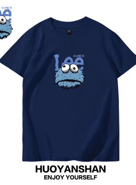 leee短袖男夏季纯棉宽松大码体恤芝麻街官方联名情侣T恤休闲半袖