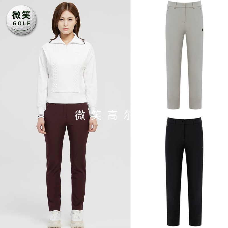 2025冬新品韩国代购WANGLE高尔夫球裤女基础修身抓绒保暖运动长裤