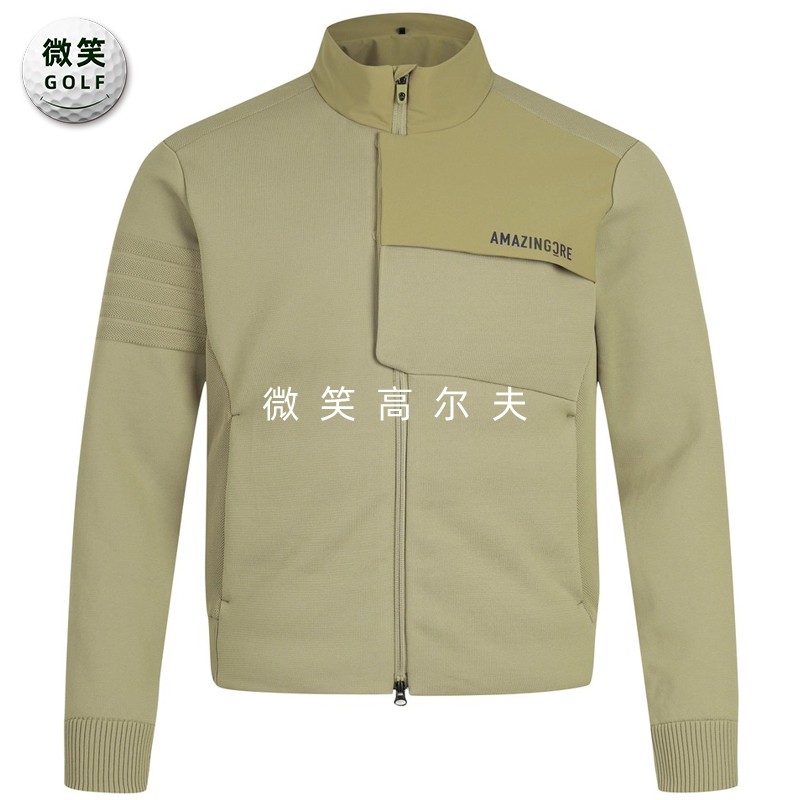 高尔夫男拼接弹力混纺运动羽绒服