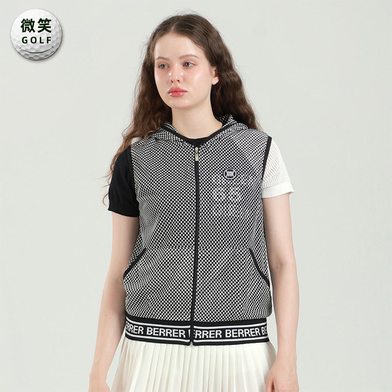 特价2025夏新款韩国代购连帽网状高尔夫球服女士拉链马甲背心GOLF