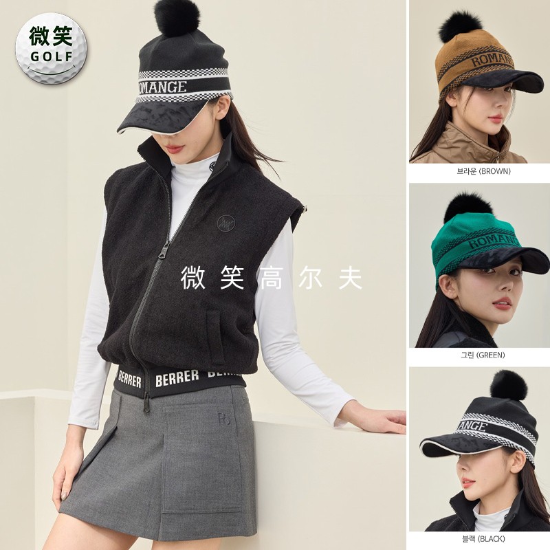 高尔夫丝绒遮阳保暖运动针织帽女