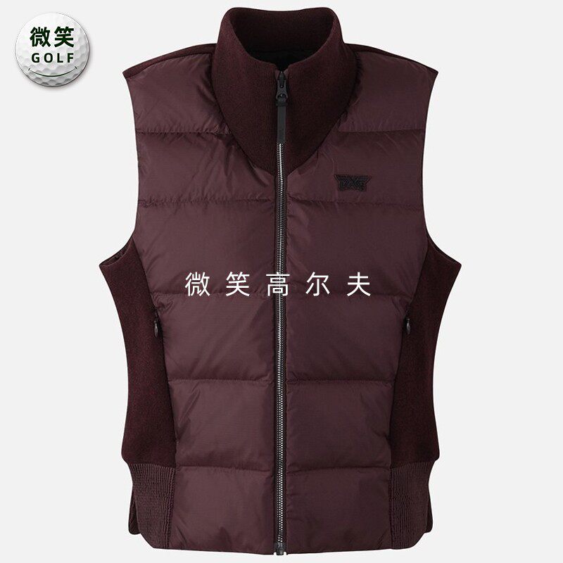 高尔夫女立领针织保暖羽绒马甲