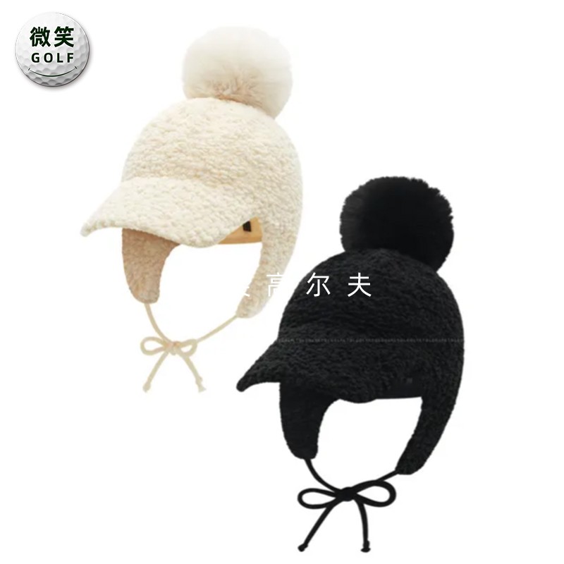 特价2025冬新款韩国代购防寒铃铛高尔夫球帽女士护耳雷锋帽鸭舌帽