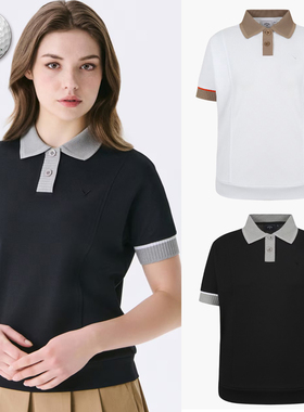 2025夏新品韩国代购CALLAWA*高尔夫女士撞色翻领快干运动短袖T恤