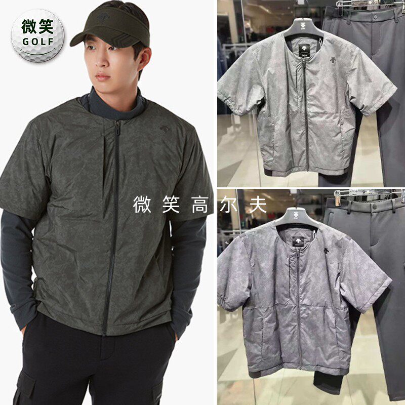 高尔夫男士圆领保暖短袖外套棉服