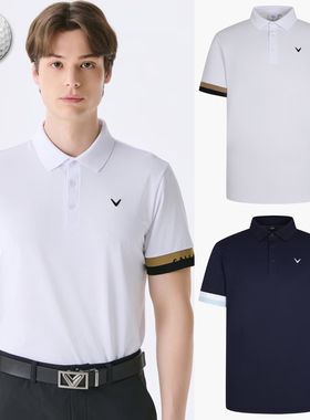 2025夏新品韩国代购CALLAWA*高尔夫男士翻领凉感舒适运动短袖T恤