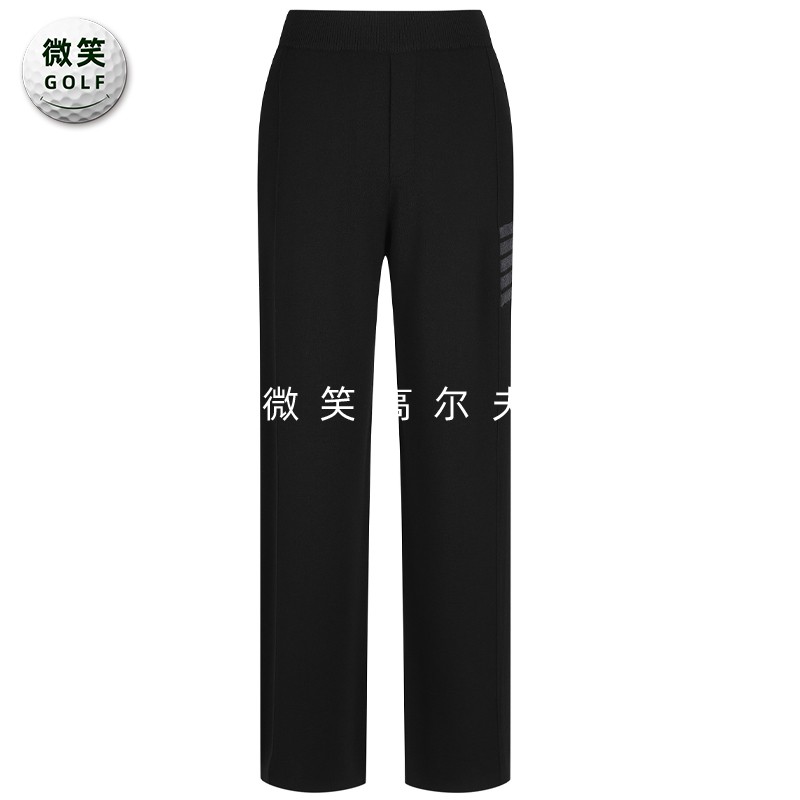 高尔夫男松紧腰保暖羊毛针织长裤
