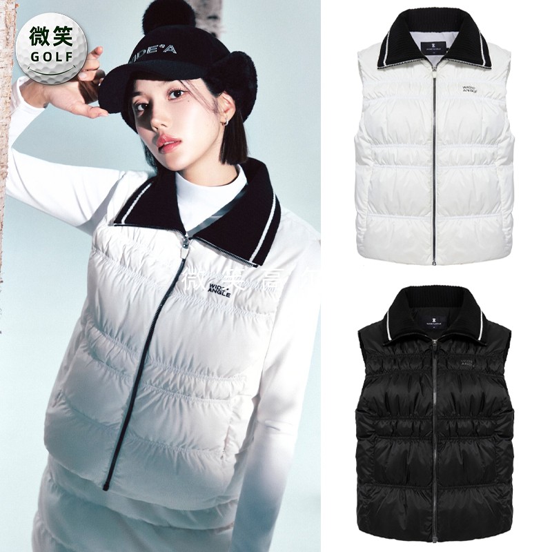 高尔夫女翻领时尚褶皱羽绒马甲