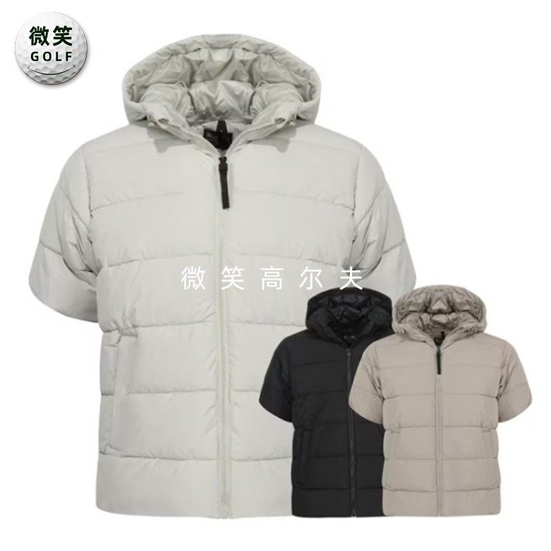 特价2025冬季新款韩国代购轻薄保暖高尔夫球服男士连帽短袖羽绒服