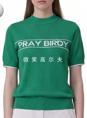 特价22026夏韩国代购紧身字母高尔夫球服女士运动透气短袖针织衫